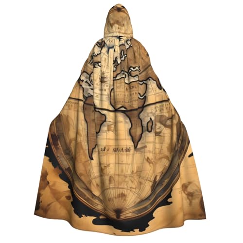 Evengigy Kapuzenumhang mit antiker Karte, Weltkugel-Druck, für Erwachsene, für Damen und Herren, vielseitiges Partykleid, Hexenumhang Evengigy Kapuzenumhang mit antiker Karte, Weltkugel-Druck, für Erwachsene, für Damen und Herren, vielseitiges Partykleid, Hexenumhang von Evengigy