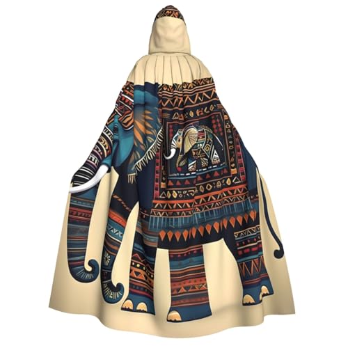 Evengigy Kapuzenumhang mit aztekischem Elefanten-Aufdruck, für Damen, Herren, vielseitiges Partykleid, Hexenumhang Evengigy Kapuzenumhang mit aztekischem Elefanten-Aufdruck, für Damen, Herren, vielseitiges Partykleid, Hexenumhang von Evengigy