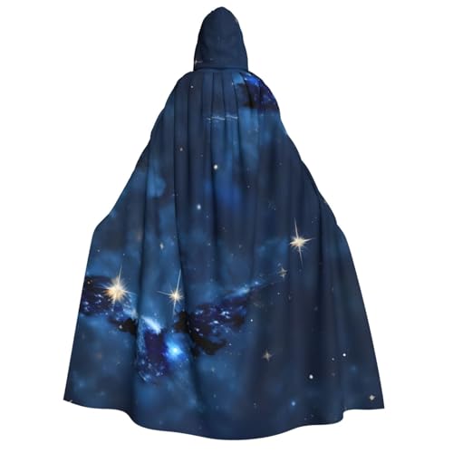 Evengigy Kapuzenumhang mit blauem Galaxie-Druck, für Damen, Herren, vielseitiges Partykleid, Hexenumhang von Evengigy