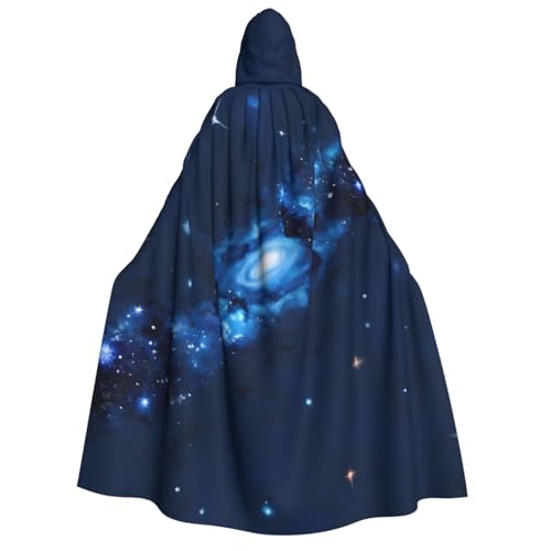 Evengigy Kapuzenumhang mit blauem Galaxie-Muster, für Erwachsene, für Damen und Herren, vielseitiges Partykleid, Hexenumhang von Evengigy