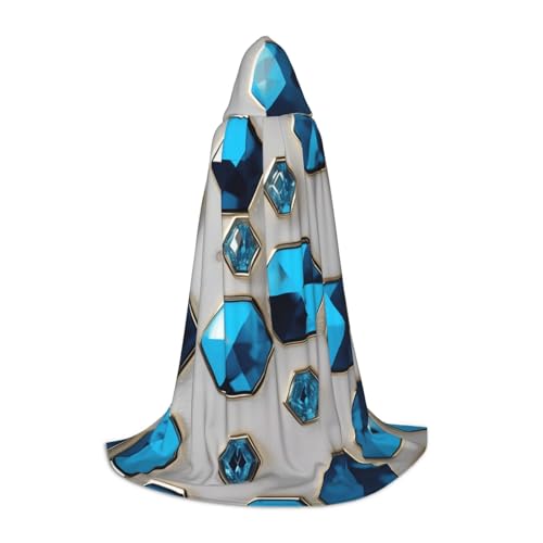 Evengigy Kapuzenumhang mit blauem Hexagon- und Diamanten-Aufdruck, für Teenager, Halloween, Cosplay, Umhang Evengigy Kapuzenumhang mit blauem Hexagon- und Diamanten-Aufdruck, für Teenager, Halloween, Cosplay, Umhang von Evengigy