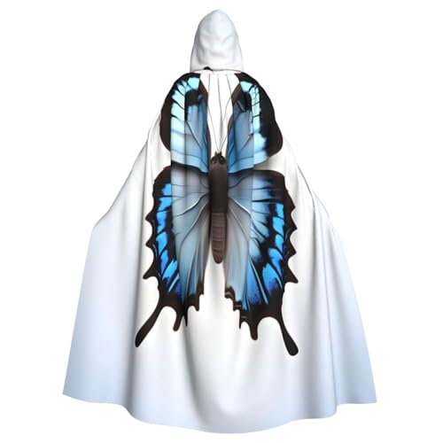Evengigy Kapuzenumhang mit blauem Schmetterlings-Aufdruck, für Damen, Herren, Erwachsene, vielseitiges Partykleid, Hexenumhang von Evengigy