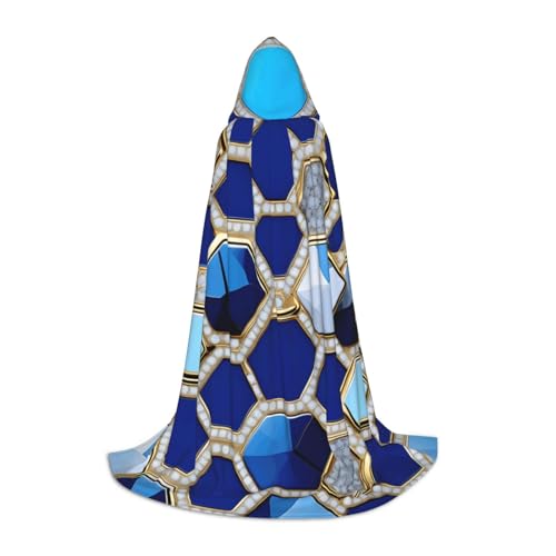 Evengigy Kapuzenumhang mit blauem Sechseck- und Diamant-Druck, für Teenager, Halloween, Cosplay, Umhang Evengigy Kapuzenumhang mit blauem Sechseck- und Diamant-Druck, für Teenager, Halloween, Cosplay, Umhang von Evengigy