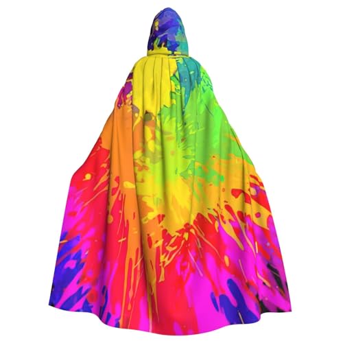 Evengigy Kapuzenumhang mit buntem Spritzdruck, für Damen, Herren, Erwachsene, vielseitiges Partykleid, Hexenumhang von Evengigy