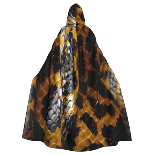 Evengigy Kapuzenumhang mit gelbem Schlangenmuster, für Damen, Herren, Erwachsene, vielseitiges Partykleid, Hexenumhang von Evengigy