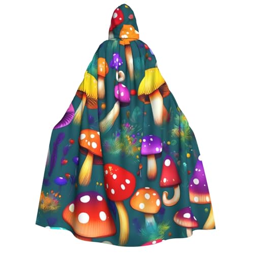 Evengigy Kapuzenumhang mit leuchtenden Pilzen, Kunstdruck, für Damen, Herren, vielseitiges Partykleid, Hexenumhang von Evengigy