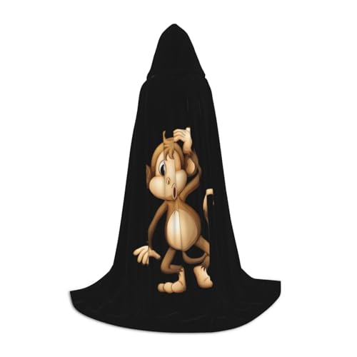 Evengigy Kapuzenumhang mit niedlichem Affen-Aufdruck, für Teenager, Halloween, Cosplay, Umhang von Evengigy