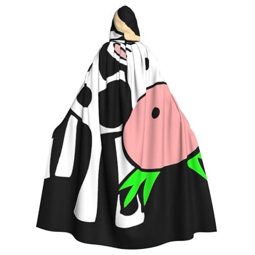 Evengigy Kapuzenumhang mit niedlichem Kuh-Druck, für Damen, Herren, Erwachsene, vielseitiges Partykleid, Hexenumhang von Evengigy