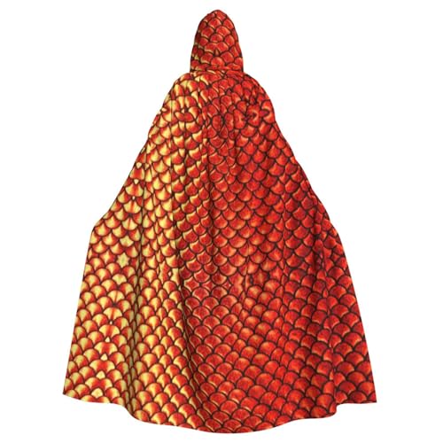Evengigy Kapuzenumhang mit rotem Fischschuppen-Druck, für Damen, Herren, Erwachsene, vielseitiges Partykleid, Hexenumhang Evengigy Kapuzenumhang mit rotem Fischschuppen-Druck, für Damen, Herren, Erwachsene, vielseitiges Partykleid, Hexenumhang von Evengigy