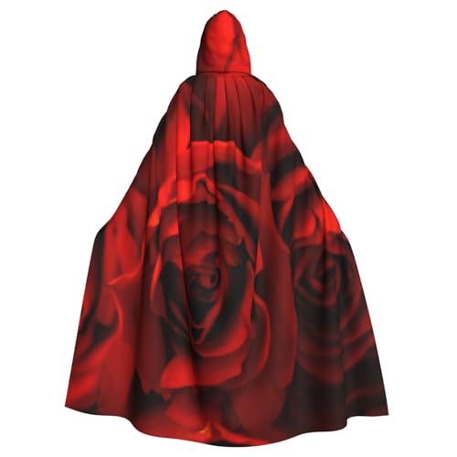 Evengigy Kapuzenumhang mit rotem Rosenaufdruck, für Damen, Herren, Erwachsene, vielseitiges Partykleid, Hexenumhang von Evengigy
