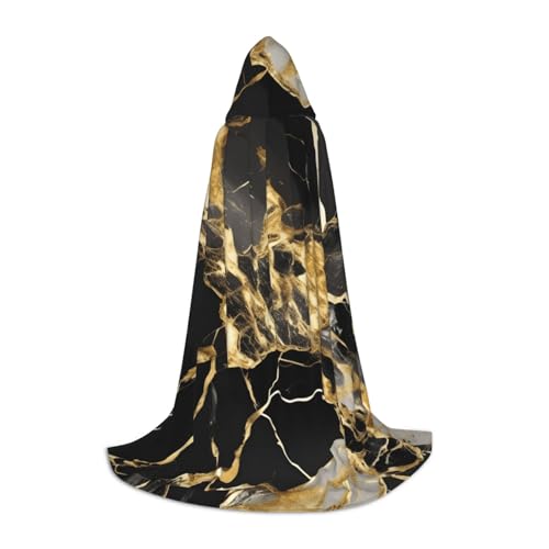Evengigy Kapuzenumhang mit schwarzer Marmorstruktur, goldener Druck, für Teenager, Halloween, Cosplay, Umhang von Evengigy