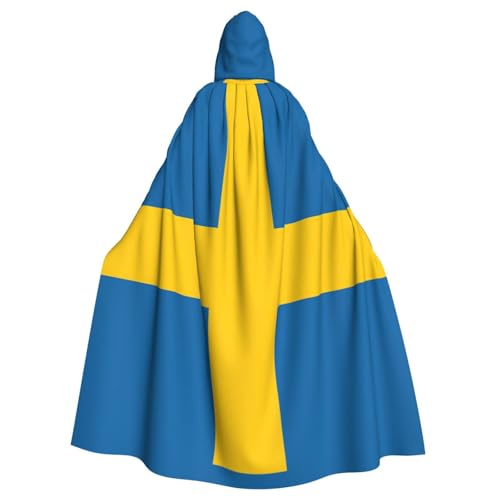 Evengigy Kapuzenumhang mit schwedischer Flagge, für Damen und Herren, Erwachsene, Halloween, Kapuzenumhang, Cosplay-Umhang, Uniform von Evengigy