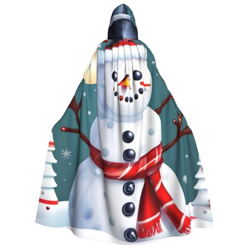 Evengigy Kapuzenumhang mit weihnachtlichem Schneemann-Aufdruck, für Damen, Herren, vielseitiges Partykleid, Hexenumhang von Evengigy