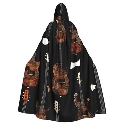 Evengigy Kunst-Gitarrenmuster-Druck, für Damen und Herren, Erwachsene, Halloween, Kapuzenumhang, Cosplay-Umhang, Uniform Evengigy Kunst-Gitarrenmuster-Druck, für Damen und Herren, Erwachsene, Halloween, Kapuzenumhang, Cosplay-Umhang, Uniform von Evengigy