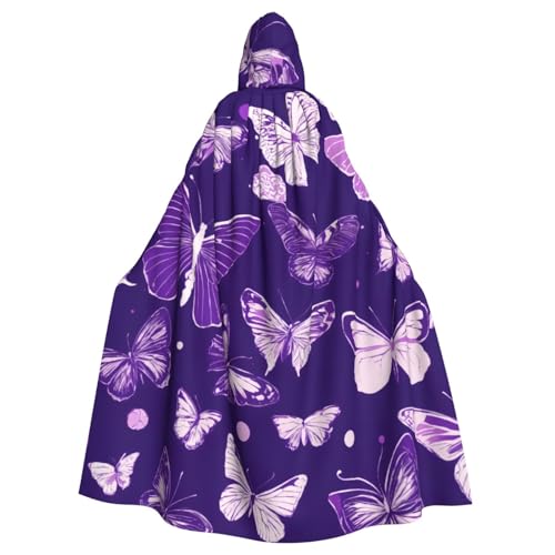 Evengigy Lila Schmetterlinge Blumendruck Damen Herren Erwachsene Halloween Kapuzenumhang Kapuzenumhang Cosplay Umhang Robe Uniform Evengigy Lila Schmetterlinge Blumendruck Damen Herren Erwachsene Halloween Kapuzenumhang Kapuzenumhang Cosplay Umhang Robe Uniform von Evengigy
