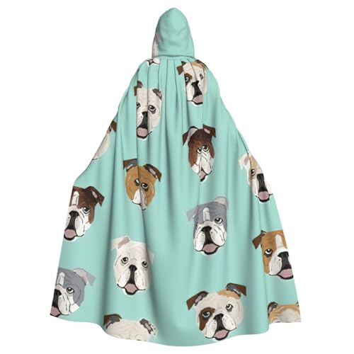 Evengigy Lustiger Kapuzenumhang mit englischer Bulldogge, für Damen und Herren, Erwachsene, Halloween, Kapuzenumhang, Cosplay-Umhang, Uniform von Evengigy