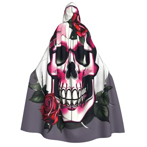 Evengigy Rosen-Totenkopf-Aufdruck, Erwachsenen-Umhang, Halloween-Kapuzenumhang, Cosplay, Uniform, für Damen und Herren Evengigy Rosen-Totenkopf-Aufdruck, Erwachsenen-Umhang, Halloween-Kapuzenumhang, Cosplay, Uniform, für Damen und Herren von Evengigy