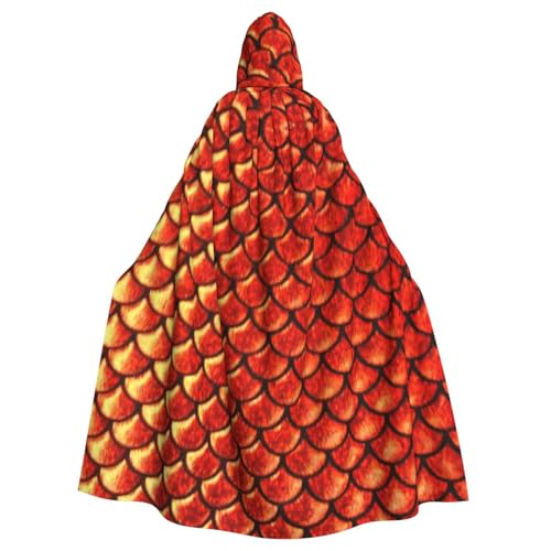Evengigy Roter Fischschuppen-Druck, für Damen und Herren, Erwachsene, Halloween, Kapuzenumhang, Cosplay, Umhang, Uniform Evengigy Roter Fischschuppen-Druck, für Damen und Herren, Erwachsene, Halloween, Kapuzenumhang, Cosplay, Umhang, Uniform von Evengigy