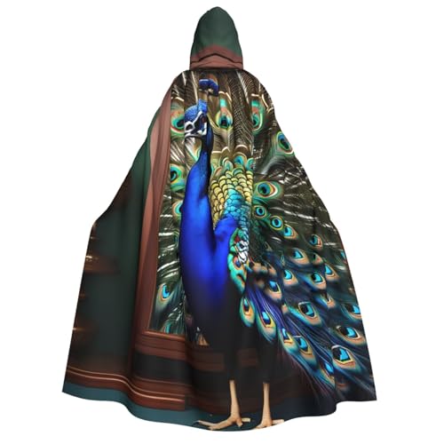 Evengigy Schöner Pfauenbild-Druck, Erwachsenen-Kapuzenumhang mit Kapuze für Damen und Herren, vielseitiges Partykleid, Hexenumhang Evengigy Schöner Pfauenbild-Druck, Erwachsenen-Kapuzenumhang mit Kapuze für Damen und Herren, vielseitiges Partykleid, Hexenumhang von Evengigy
