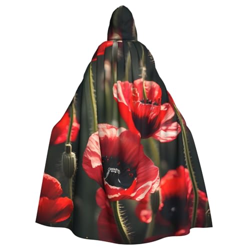Evengigy Schöner roter Mohnblumen-Aufdruck, für Damen und Herren, Erwachsene, Halloween, Kapuzenumhang, Cosplay-Umhang, Uniform Evengigy Schöner roter Mohnblumen-Aufdruck, für Damen und Herren, Erwachsene, Halloween, Kapuzenumhang, Cosplay-Umhang, Uniform von Evengigy