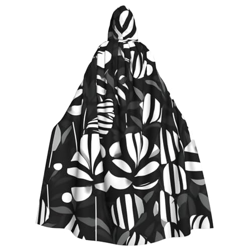 Evengigy Schwarz-weiß gestreifter Blumendruck, für Damen und Herren, Erwachsene, Halloween, Kapuzenumhang, Cosplay-Umhang, Uniform von Evengigy