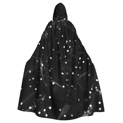 Evengigy Schwarz-weißer Glitzer-Aufdruck, Kapuzenumhang für Damen, Herren, Erwachsene, vielseitiges Partykleid, Hexenumhang von Evengigy