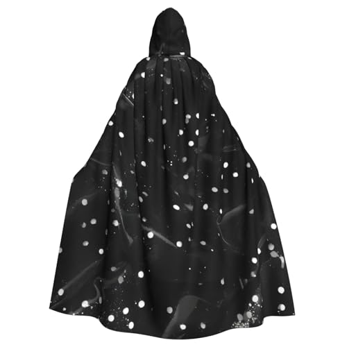 Evengigy Schwarz-weißer Glitzer-Druck, für Damen und Herren, Erwachsene, Halloween, Kapuzenumhang, Cosplay-Umhang, Uniform Evengigy Schwarz-weißer Glitzer-Druck, für Damen und Herren, Erwachsene, Halloween, Kapuzenumhang, Cosplay-Umhang, Uniform von Evengigy