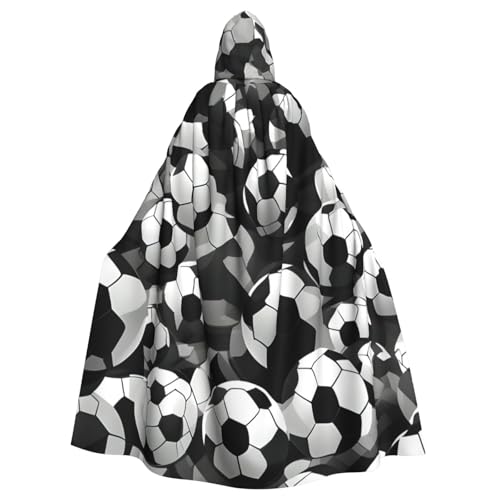Evengigy Schwarz-weißer Kapuzenumhang mit Fußball-Muster, für Damen, Herren, Erwachsene, vielseitiges Partykleid, Hexenumhang Evengigy Schwarz-weißer Kapuzenumhang mit Fußball-Muster, für Damen, Herren, Erwachsene, vielseitiges Partykleid, Hexenumhang von Evengigy