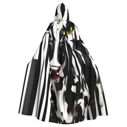 Evengigy Schwarz-weißer Kapuzenumhang mit Milchkuh-Aufdruck, für Damen, Herren, Erwachsene, vielseitiges Partykleid, Hexenumhang Evengigy Schwarz-weißer Kapuzenumhang mit Milchkuh-Aufdruck, für Damen, Herren, Erwachsene, vielseitiges Partykleid, Hexenumhang von Evengigy