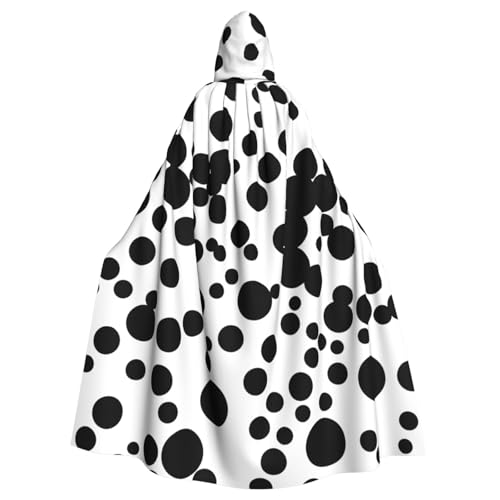 Evengigy Schwarz-weißer Kapuzenumhang mit großem Punktemuster, für Damen und Herren, Erwachsene, Halloween, Kapuzenumhang, Cosplay, Umhang, Uniform Evengigy Schwarz-weißer Kapuzenumhang mit großem Punktemuster, für Damen und Herren, Erwachsene, Halloween, Kapuzenumhang, Cosplay, Umhang, Uniform von Evengigy