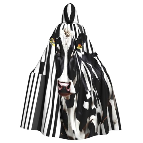 Evengigy Schwarz-weißer Milchkuh-Aufdruck, für Damen und Herren, Erwachsene, Halloween, Kapuzenumhang, Cosplay-Umhang, Uniform Evengigy Schwarz-weißer Milchkuh-Aufdruck, für Damen und Herren, Erwachsene, Halloween, Kapuzenumhang, Cosplay-Umhang, Uniform von Evengigy