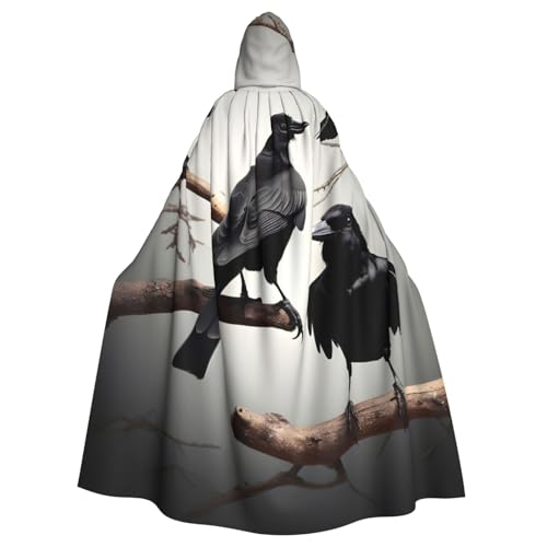 Evengigy Schwarzer Umhang mit Krähenvögeln auf einem Ast, Kapuzenumhang für Damen, Herren, Erwachsene, vielseitiges Partykleid, Hexenumhang Evengigy Schwarzer Umhang mit Krähenvögeln auf einem Ast, Kapuzenumhang für Damen, Herren, Erwachsene, vielseitiges Partykleid, Hexenumhang von Evengigy