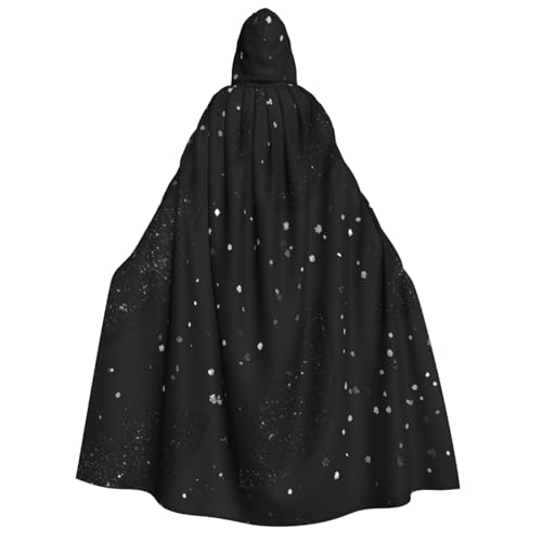 Evengigy Schwarzer schimmernder Druck, Kapuzenumhang für Erwachsene, für Damen und Herren, vielseitiges Partykleid, Hexenumhang Evengigy Schwarzer schimmernder Druck, Kapuzenumhang für Erwachsene, für Damen und Herren, vielseitiges Partykleid, Hexenumhang von Evengigy