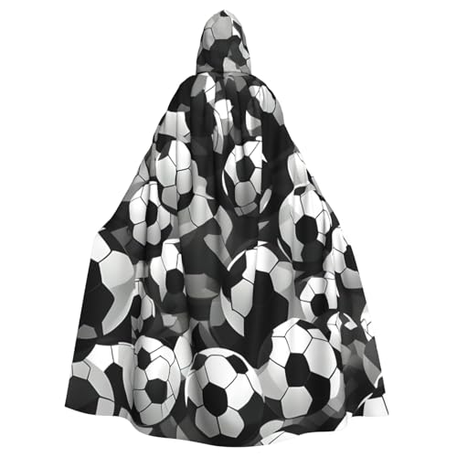 Evengigy Schwarzer und weißer Fußball-Umhang für Damen und Herren, Erwachsene, Halloween, Kapuzenumhang, Cosplay-Umhang, Uniform von Evengigy