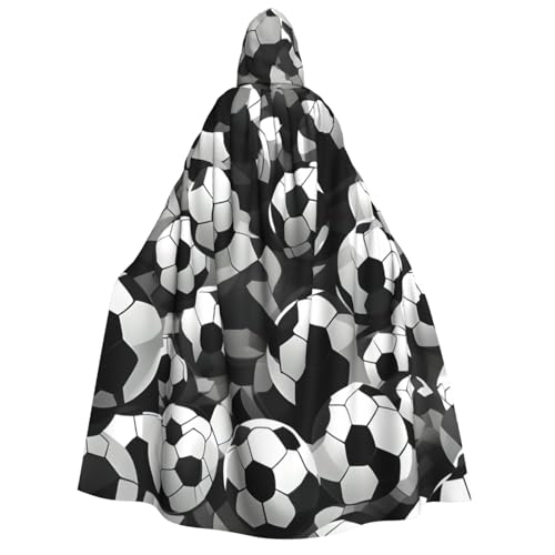 Evengigy Schwarzer und weißer Fußball-Umhang für Erwachsene, Halloween-Kapuzenumhang, Cosplay-Umhang, Uniform, für Damen und Herren Evengigy Schwarzer und weißer Fußball-Umhang für Erwachsene, Halloween-Kapuzenumhang, Cosplay-Umhang, Uniform, für Damen und Herren von Evengigy