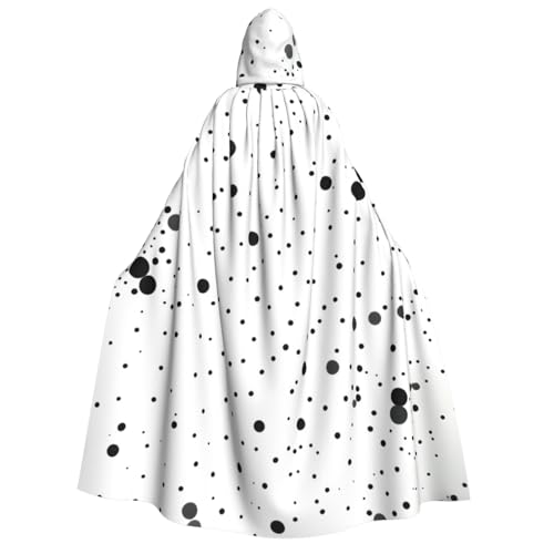 Evengigy Schwarzer und weißer Kapuzenumhang mit Punktemuster, für Damen und Herren, vielseitiges Partykleid, Hexenumhang von Evengigy