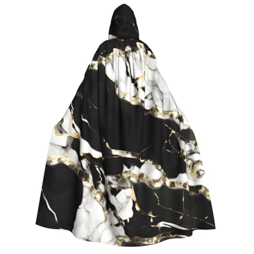 Evengigy Schwarzer und weißer Marmor-Textur-Druck, Erwachsenen-Kapuzenumhang für Damen und Herren, vielseitiges Partykleid, Hexenumhang Evengigy Schwarzer und weißer Marmor-Textur-Druck, Erwachsenen-Kapuzenumhang für Damen und Herren, vielseitiges Partykleid, Hexenumhang von Evengigy