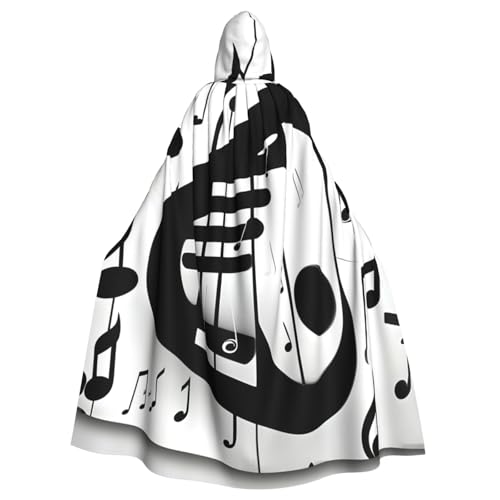 Evengigy Schwarzer und weißer Musiknoten-Druck, für Damen und Herren, Erwachsene, Halloween, Kapuzenumhang, Cosplay-Umhang, Uniform Evengigy Schwarzer und weißer Musiknoten-Druck, für Damen und Herren, Erwachsene, Halloween, Kapuzenumhang, Cosplay-Umhang, Uniform von Evengigy