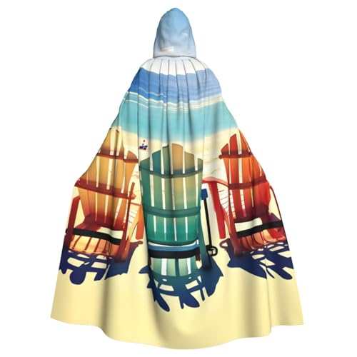 Evengigy Strand-Szene mit Stühlen-Druck, für Damen und Herren, Erwachsene, Halloween, Kapuzenumhang, Cosplay, Umhang, Uniform Evengigy Strand-Szene mit Stühlen-Druck, für Damen und Herren, Erwachsene, Halloween, Kapuzenumhang, Cosplay, Umhang, Uniform von Evengigy