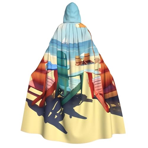 Evengigy Strandkorb und Landschaftsaufdruck, Erwachsenen-Kapuzenumhang für Damen und Herren, vielseitiges Partykleid, Hexenumhang von Evengigy
