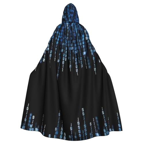Evengigy The Blue Binary Print Kapuzenumhang mit Kapuze für Damen, Herren, Erwachsene, vielseitiges Partykleid, Hexenumhang Evengigy The Blue Binary Print Kapuzenumhang mit Kapuze für Damen, Herren, Erwachsene, vielseitiges Partykleid, Hexenumhang von Evengigy