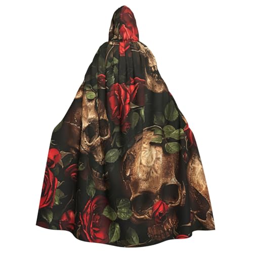 Evengigy Totenkopf und rote Rose, für Damen und Herren, Erwachsene, Halloween, Kapuzenumhang, Cosplay-Umhang, Uniform Evengigy Totenkopf und rote Rose, für Damen und Herren, Erwachsene, Halloween, Kapuzenumhang, Cosplay-Umhang, Uniform von Evengigy