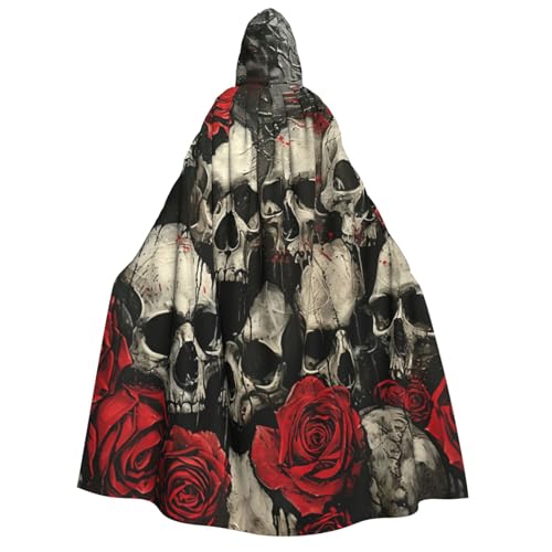 Evengigy Totenkopf und rote Rose Druck Erwachsene Halloween Kapuzenumhang große Kapuzenumhang Cosplay Umhang Uniform Damen Herren Evengigy Totenkopf und rote Rose Druck Erwachsene Halloween Kapuzenumhang große Kapuzenumhang Cosplay Umhang Uniform Damen Herren von Evengigy