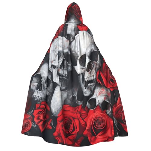 Evengigy Totenkopf und rote Rose Druck Erwachsene Halloween Kapuzenumhang große Kapuzenumhang Cosplay Umhang Uniform Damen Herren Evengigy Totenkopf und rote Rose Druck Erwachsene Halloween Kapuzenumhang große Kapuzenumhang Cosplay Umhang Uniform Damen Herren von Evengigy