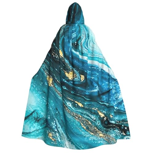 Evengigy Türkisfarbener blau-goldener Marmor-Aufdruck, für Erwachsene, Halloween, Kapuzenumhang, Cosplay, Uniform, für Damen und Herren Evengigy Türkisfarbener blau-goldener Marmor-Aufdruck, für Erwachsene, Halloween, Kapuzenumhang, Cosplay, Uniform, für Damen und Herren von Evengigy