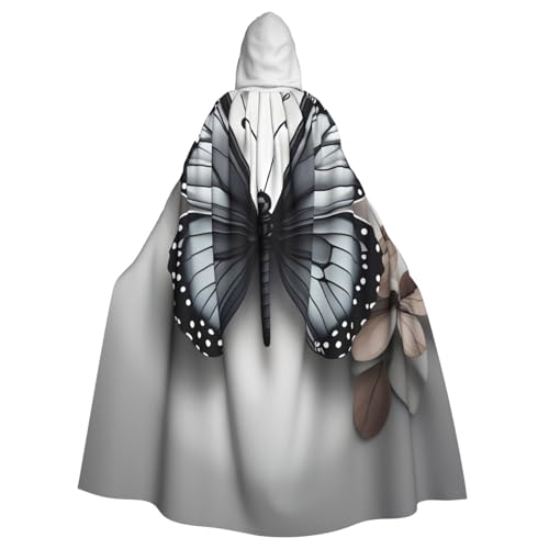 Evengigy Umhang mit Kapuze, für Damen und Herren, Erwachsene, Halloween, Blaugrün, Blume, Schmetterling, Cosplay-Umhang, Uniform Evengigy Umhang mit Kapuze, für Damen und Herren, Erwachsene, Halloween, Blaugrün, Blume, Schmetterling, Cosplay-Umhang, Uniform von Evengigy
