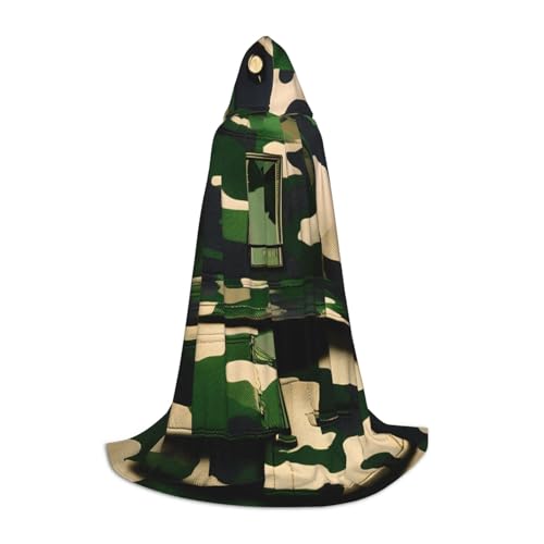 Evengigy Umhang mit Kapuze für Teenager, Halloween, Cosplay, Camouflage, Grün, Armee-Motiv, Camouflage-Muster von Evengigy