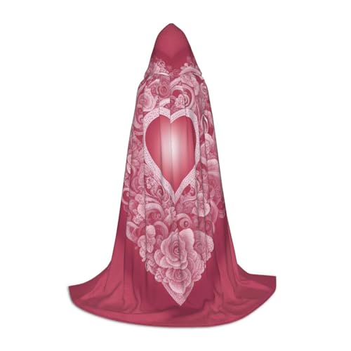 Evengigy Umhang mit romantischem Herzaufdruck, für Teenager, Halloween, Kapuzenumhang, Kinder, Cosplay-Umhang von Evengigy