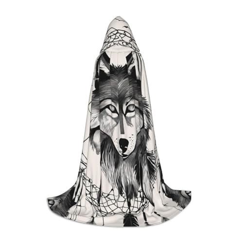 Evengigy Wölfe und Traumfänger01 bedruckter Kapuzenumhang für Teenager, Halloween, Cosplay, Umhang von Evengigy