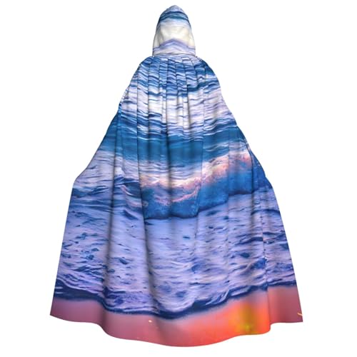 Kapuzenumhang für Damen, Herren, vielseitiges Partykleid, Hexenumhang mit Sonnenuntergang, Ozeanwellen-Aufdruck, für Erwachsene von Evengigy